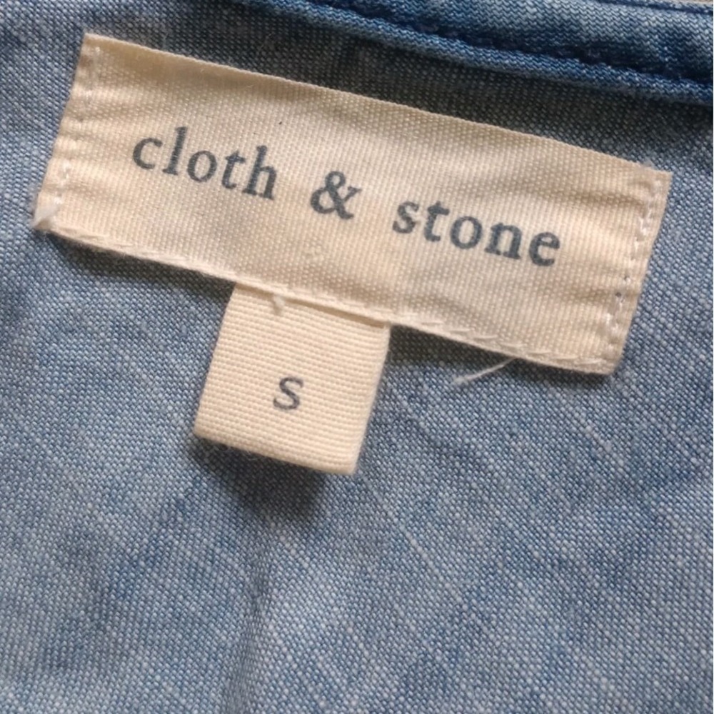 Cloth & Stone Dress Chambray One Shoulder Ruffle Tencel Blue Small - Picture 2 of 4